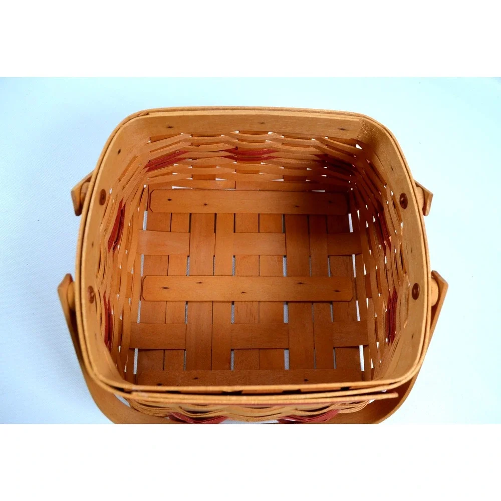 2000 Longaberger Christmas Deck The Halls Basket Plaid Liner 2 Plastic Inserts